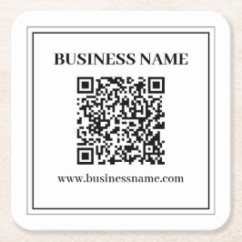 Maak een scanbare QR-code | Zwart & Wit Vierkante Kartonnen Onderzetter