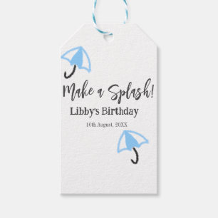 Maak een splash blauwe paraplu zomer zwembad verja cadeaulabel