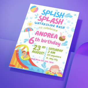 Maak een splash! Pool Party verjaardagsuitnodiging Kaart