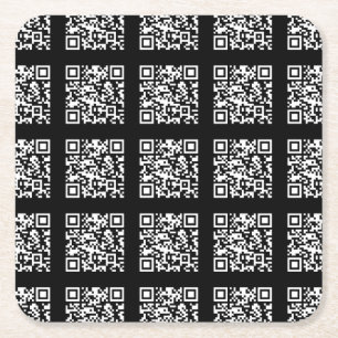 Maak een tegelpatroon van QR-codes Aanpasbare kl Vierkante Kartonnen Onderzetter