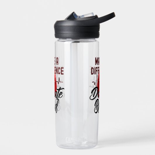 Maak een verschil, doneer bloed, red een leven waterfles (Links)