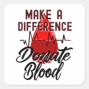 Maak een verschil, doneer bloed vierkante sticker
