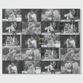 Maak een vintage uitziende zwart-wit fotocollage cadeaupapier (Vlak)