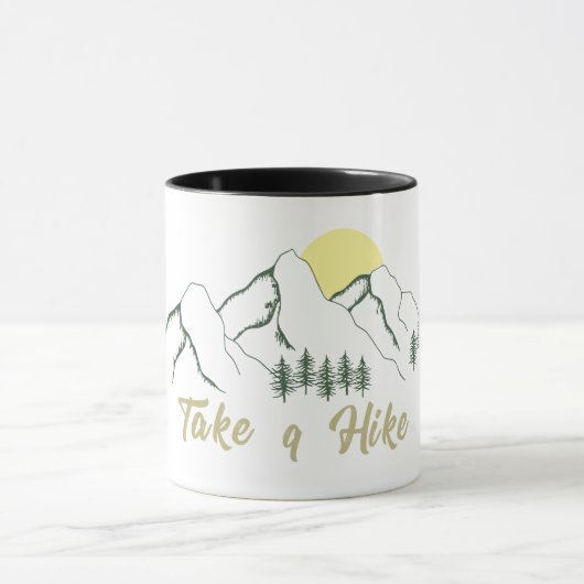 Maak een wandeling outdoor wandelen logo pijnbomen mok (Midden)