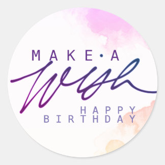 Maak een wens Happy Birthday in het Paarse Ronde Sticker