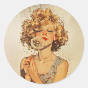 Maak een wens paardenbloem ronde sticker