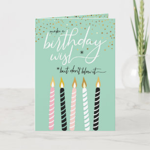 Maak een Wish Birthday Candle Funny Wenskaart Kaart