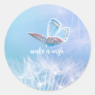 Maak een Wish Dandelion- en Butterfly-ontwerp Ronde Sticker