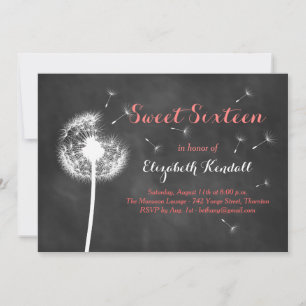 Maak een Wish. Sweet Sixteen-uitnodiging (koraal) Kaart