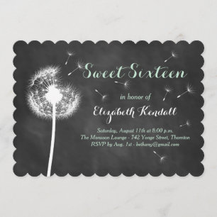 Maak een Wish. Sweet Sixteen Uitnodiging (munt)