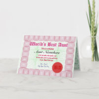 Maak een World's Best Tante Certificate Award Kaar