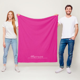 Maak eigen CERISE ROZE aangepaste tekst persoonlij Fleece Deken