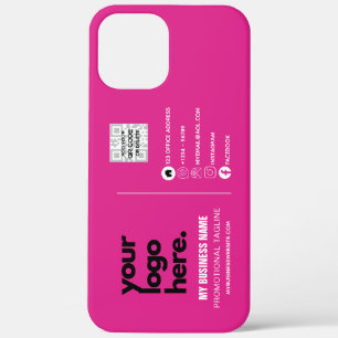 Maak eigen CERISE ROZE QR CODE Zakelijke kaart Log iPhone 12 Pro Max Hoesje