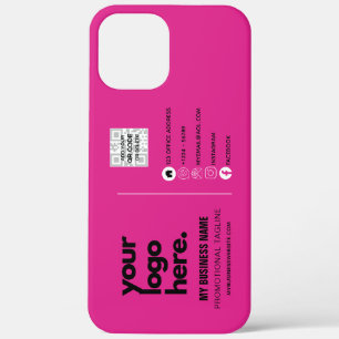 Maak eigen CERISE ROZE QR CODE Zakelijke kaart Log iPhone 12 Pro Max Hoesje