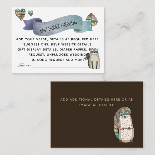 Maak Eigen Evenement Inserts - Bosdieren Informatiekaartje (Voorkant / Achterkant)