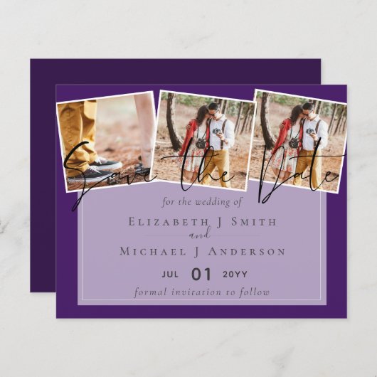 Maak eigen moderne save the date trouwkaarten (Voorkant / Achterkant)