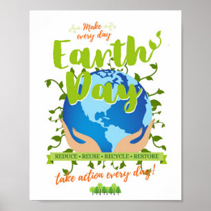 Maak elke dag aarde dag poster