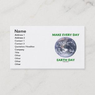 Maak elke dag Earth Day (Blue Marble Earth) Visitekaartje