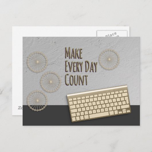 Maak elke dag een donkergrijs getal briefkaart (Voorkant / Achterkant)