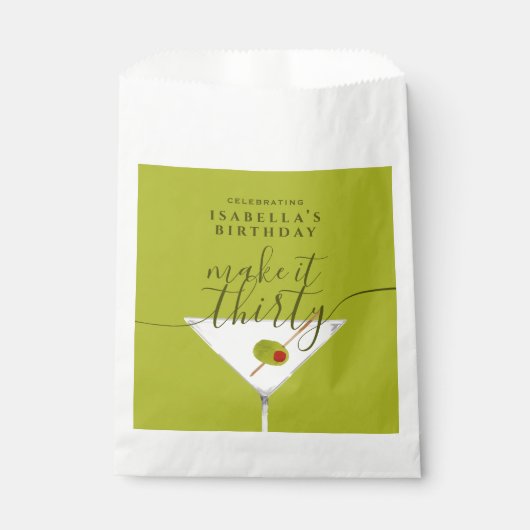 Maak er dertig groene Martini 30e verjaardagsfeest Bedankzakje (Voorkant)