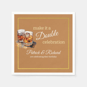 Maak er een Double Celebration Brown Whiskey Glass Servet