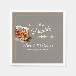 Maak er een Double Celebration Grijs Whiskey Glas Servet