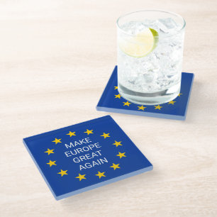 Maak Europa weer groot EU-vlaggen vierkant onderze Glazen Onderzetter