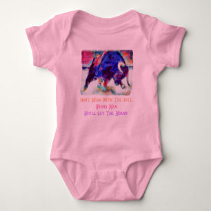 Maak geen ruzie met de stier Baby Meisje Roze Eén Romper