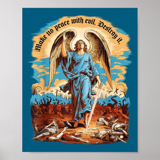 Maak Geen Vrede Met Kwaad Aartsengel Michael Jezus Poster (Voorkant)