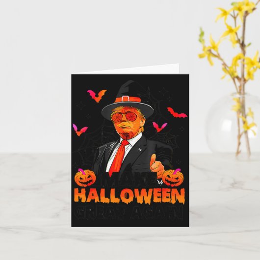 Maak Halloween weer Groot Grappig Trump Soky Stree Kaart (Gele Bloem)