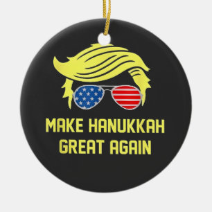 Maak Hanukkah Groot Opnieuw Trump Joods  Keramisch Ornament