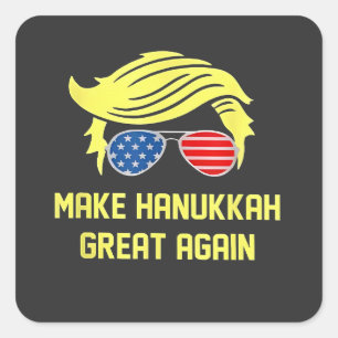 Maak Hanukkah Groot Opnieuw Trump Joods Vierkante Sticker