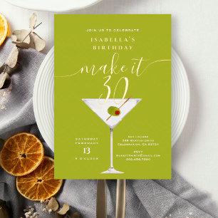 Maak het 30 Dirty Martini 30e verjaardagsfeest Gou Folie Uitnodiging