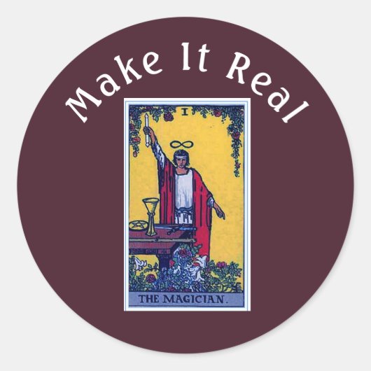 Maak het echt de Magicische Tarot Kaart Brown Ronde Sticker (Voorkant)