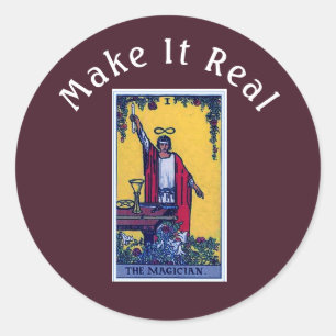 Maak het echt de Magicische Tarot Kaart Brown Ronde Sticker