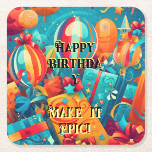 Maak het episch! vierkante kartonnen onderzetter