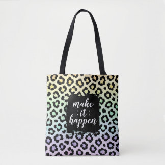 Maak het gebeuren Pastel Luipaardprint Boodschappe Draagtas