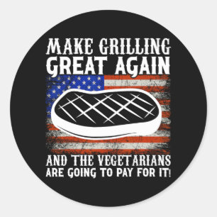 Maak het grillen weer geweldig USA Trump BBQ Barbe Ronde Sticker