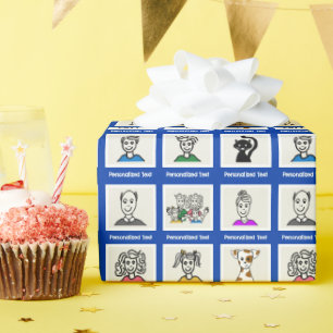 Maak het je eigen Aangepaste 9 familiefoto's bla Cadeaupapier