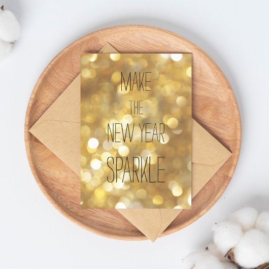 Maak het nieuwe jaar Sparkle Gold Glitter Nieuwjaa Briefkaart