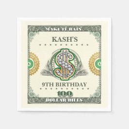 Maak het Regen 100 Dollar Bills Verjaardag Bucks Servet