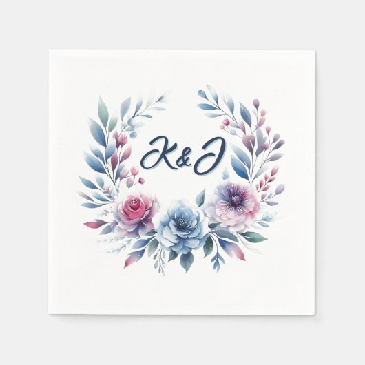 Maak het roze en blauwe bloemenkrans servetten (Voorkant)