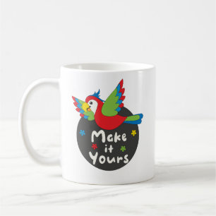 Maak het van jou Kawaii grappig, kleurrijk parrot Koffiemok