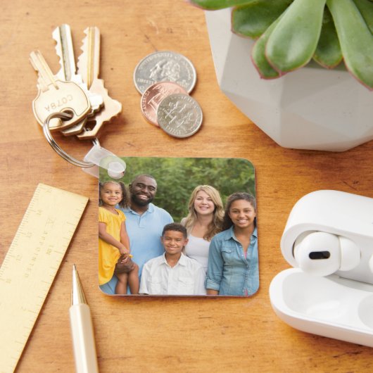 Maak het zelf - Aangepaste dubbelzijdige 2 foto Sleutelhanger (Bureau)