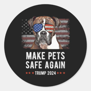Maak huisdieren weer veilig Boxer Dog Trump 2024 Ronde Sticker