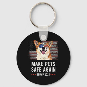 Maak huisdieren weer veilig Corgi Dog Trump 2024 Sleutelhanger