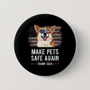 Maak huisdieren weer veilig Corgi hond Trump 2024 Ronde Button 5,7 Cm