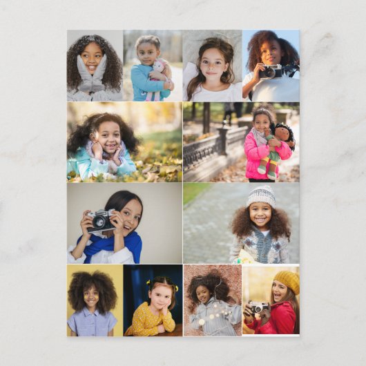 Maak je eigen 12 foto collage briefkaart (Voorkant)