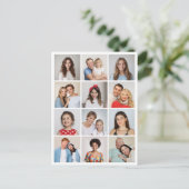 Maak Je Eigen 12 Foto Collage Briefkaart (Staand voorkant)