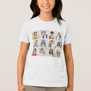 Maak Je Eigen 12 Foto Collage Kid's Unisex Tri-Blend Shirt